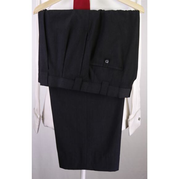 Custom Tailored Solid Charcoal Gray 1-Btn Peak Lapel Wool Suit Athletic 50S - Picture 10 of 10